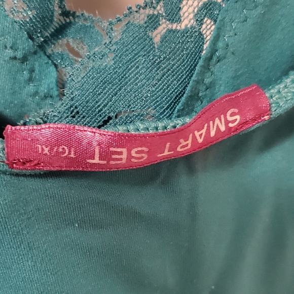 12$30 💚💙smart set base layer lace trim tank/camisole/cami - sz XL - light teal - Picture 3 of 7